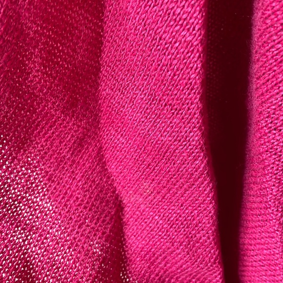 Eileen Fisher 100% linen raspberry red drape front long cardigan - Picture 4 of 7